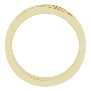 14k Yellow Or White Or Rose Gold Woven-Design Comfort-Fit Flat Band