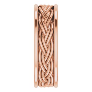 18k Yellow Or White Or Rose Gold Woven-Design Comfort-Fit Flat Band