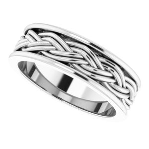 Platinum Woven-Design Comfort-Fit Flat Band