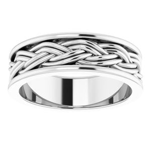 Platinum Woven-Design Comfort-Fit Flat Band