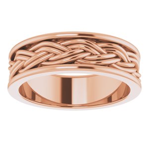 10k Yellow Or White Or Rose Gold Woven-Design Comfort-Fit Flat Band