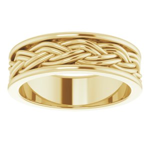 18k Yellow Or White Or Rose Gold Woven-Design Comfort-Fit Flat Band