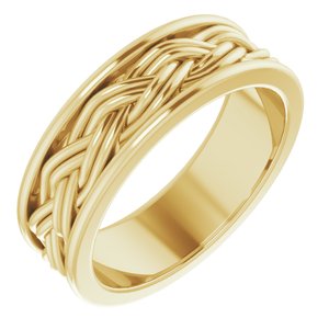 14k Yellow Or White Or Rose Gold Woven-Design Comfort-Fit Flat Band