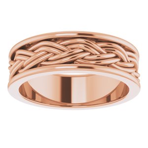 18k Yellow Or White Or Rose Gold Woven-Design Comfort-Fit Flat Band
