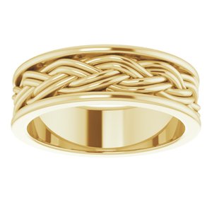 14k Yellow Or White Or Rose Gold Woven-Design Comfort-Fit Flat Band