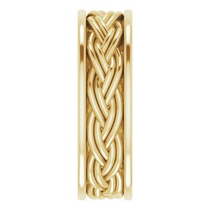 14k Yellow Or White Or Rose Gold Woven-Design Comfort-Fit Flat Band