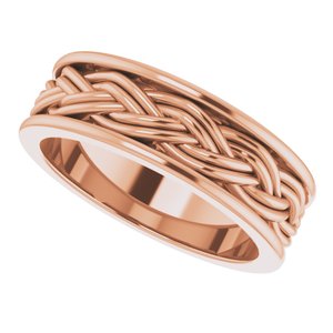 14k Yellow Or White Or Rose Gold Woven-Design Comfort-Fit Flat Band