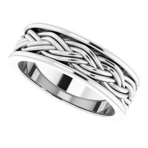 Platinum Woven-Design Comfort-Fit Flat Band