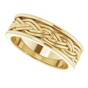 18k Yellow Or White Or Rose Gold Woven-Design Comfort-Fit Flat Band
