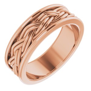 18k Yellow Or White Or Rose Gold Woven-Design Comfort-Fit Flat Band
