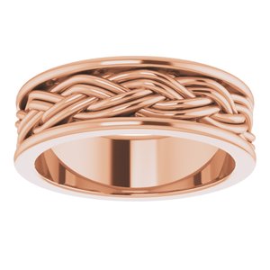 14k Yellow Or White Or Rose Gold Woven-Design Comfort-Fit Flat Band