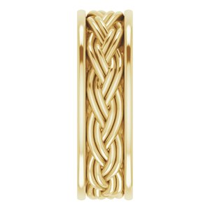14k Yellow Or White Or Rose Gold Woven-Design Comfort-Fit Flat Band