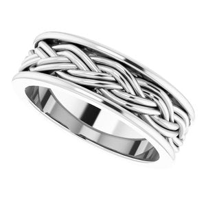 Platinum Woven-Design Comfort-Fit Flat Band