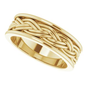14k Yellow Or White Or Rose Gold Woven-Design Comfort-Fit Flat Band
