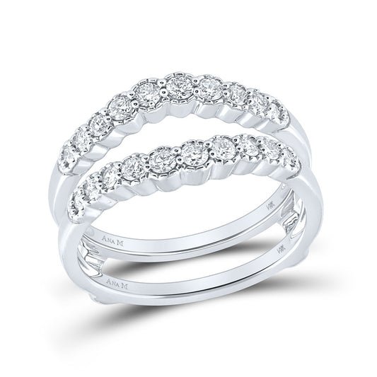14K White Gold Womens Round Diamond Wrap Ring Guard Enhancer 1/2 Cttw, Womens Size: 5-10