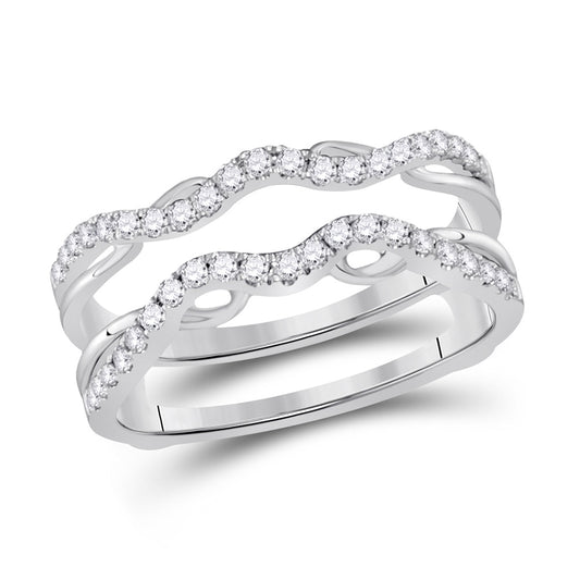 14K White Gold Womens Round Diamond Wrap Ring Guard Enhancer 1/3 Cttw, Womens Size: 5-10