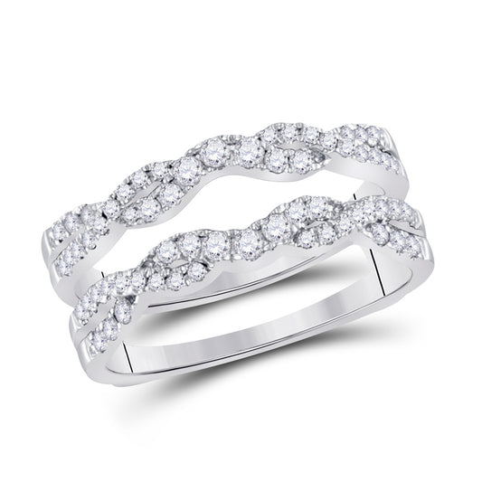 14K White Gold Womens Round Diamond Wrap Ring Guard Enhancer 1/2 Cttw, Womens Size: 5-10