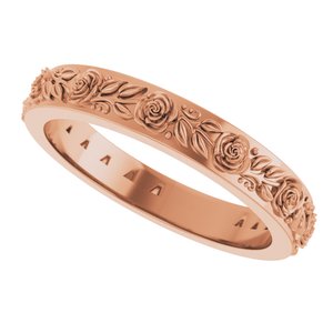 10k Yellow Or White Or Rose Gold  Floral Flat Band