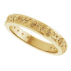 10k Yellow Or White Or Rose Gold  Floral Flat Band