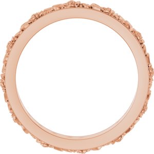 10k Yellow Or White Or Rose Gold  Floral Flat Band