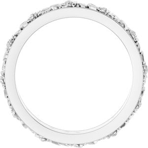 Continuum Sterling Silver  Floral Flat Band