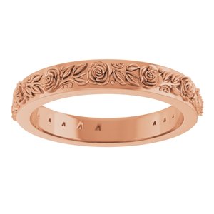 10k Yellow Or White Or Rose Gold  Floral Flat Band