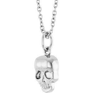 Sterling Silver 12.75 X 5.7 Mm 16-18 In Polished Skull Necklace