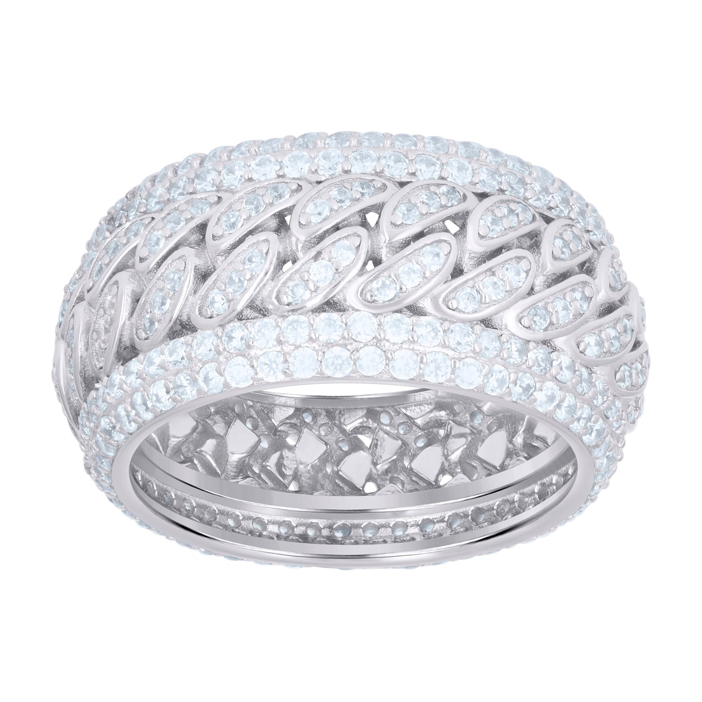 Sterling Silver Men's Cubic-Zirconia Fashion Bridal Anniversary Wedding Engagement Band Ring
