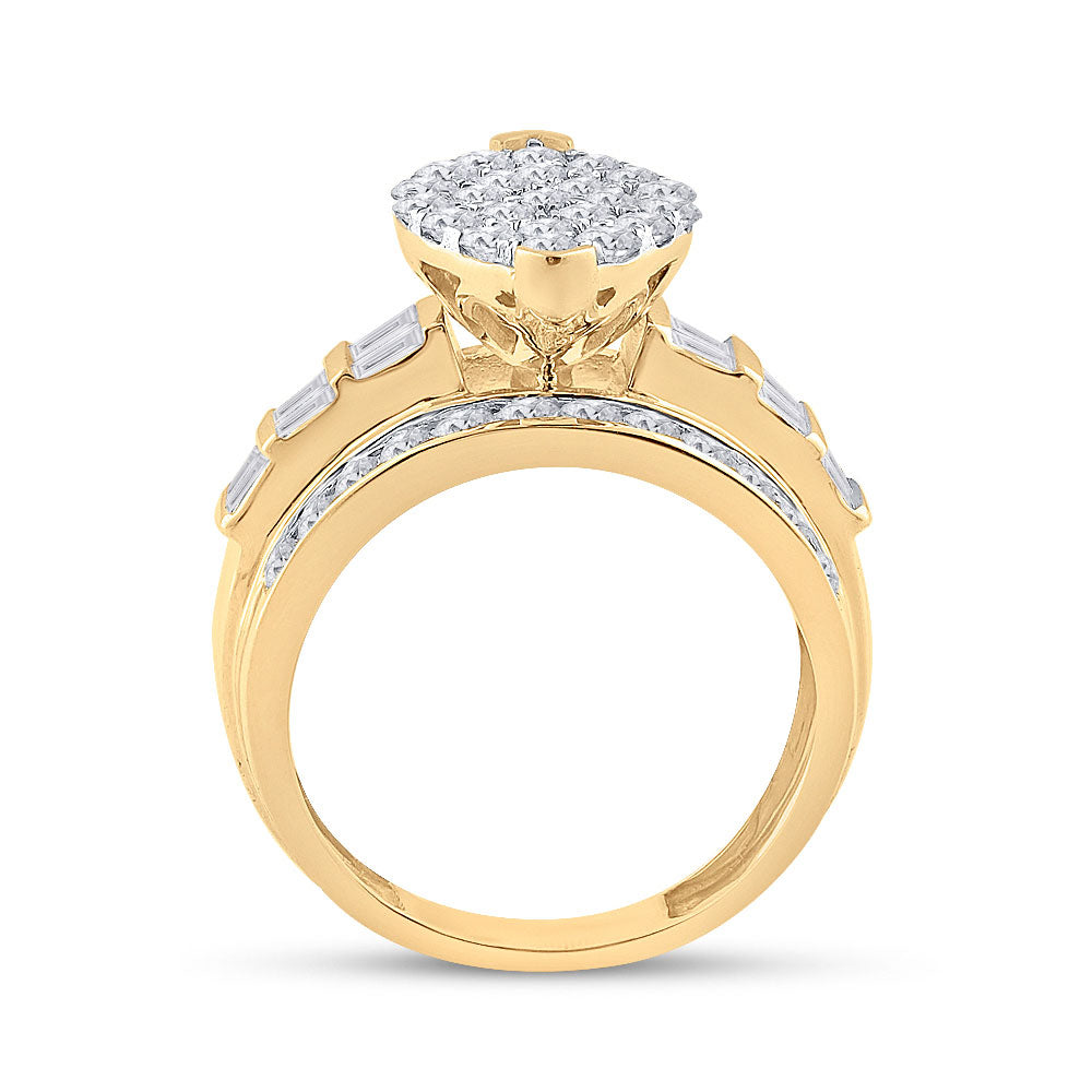 10K White Or Yellow Gold Diamond Oval Cluster Bridal Wedding Engagement Ring , Womens Size: 5-10