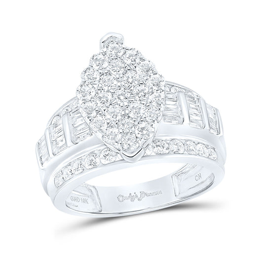 10K White Or Yellow Gold Diamond Oval Cluster Bridal Wedding Engagement Ring , Womens Size: 5-10