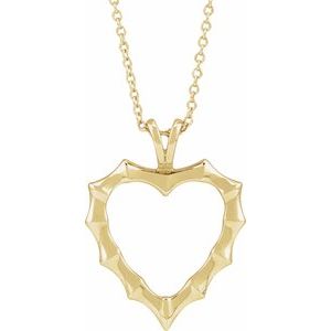 14K Yellow Gold 22.49 X 17.02 Mm 16-18 In Polished Bamboo Heart Necklace