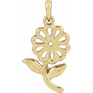 14K Yellow Gold 20.52 X 10.69 Mm Polished Flower Pendant