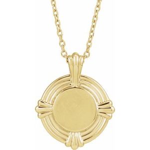 14K Yellow Gold 16.6 X 13.65 Mm 16-18 In Polished Engravable Sculptural Necklace