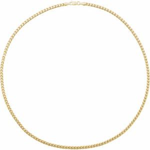 14K Yellow Gold Hollow Diamond-Cut Franco Chain, Length: 8 In, Width: 3.4 Mm
