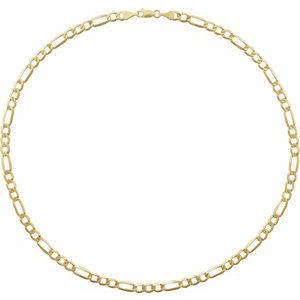 14K Yellow Gold Figaro Chain, Length: 8 In, Width: 5.5 Mm