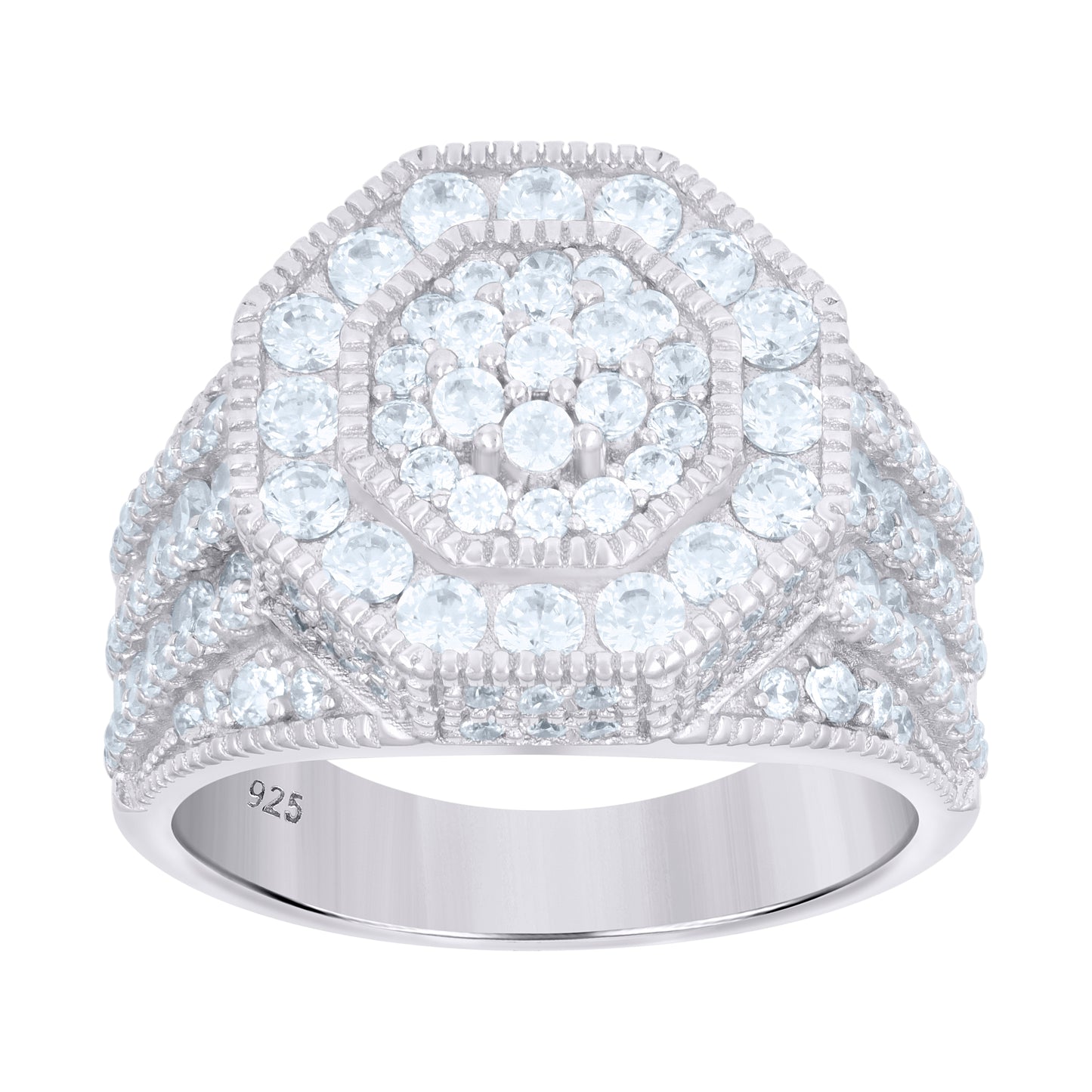 Sterling Silver Men's Cubic-Zirconia Fashion Bridal Anniversary Wedding Engagement Band Ring
