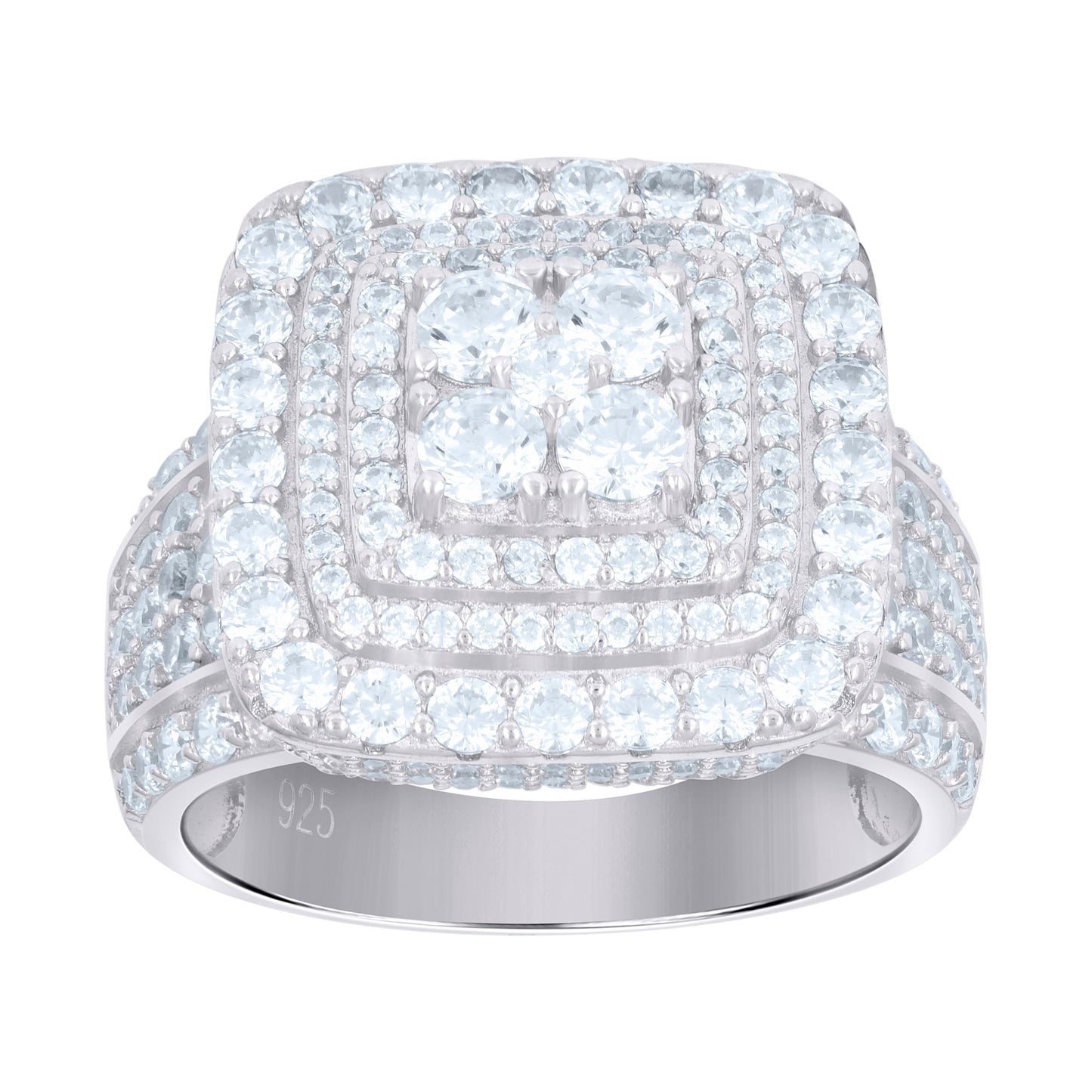 Sterling Silver Mens Cubic-Zirconia Square Fashion Bridal Anniversary Wedding Engagement Band Ring