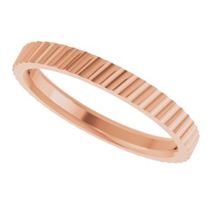 14k Yellow Or White Or Rose Gold Diagonal Grooved Flat Band
