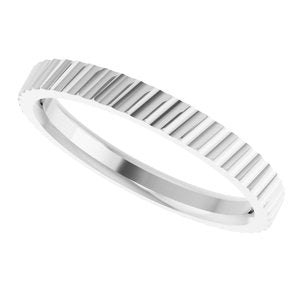 14k Yellow Or White Or Rose Gold Diagonal Grooved Flat Band