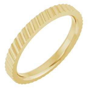 14K Yellow Gold 2.5 Mm Polished Ladies Diagonal Patterned Band Size 7