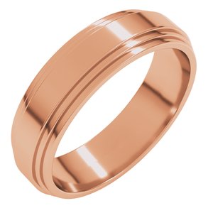 14K Yellow Or White Or Rose Gold Double Stepped-Edge Flat Band