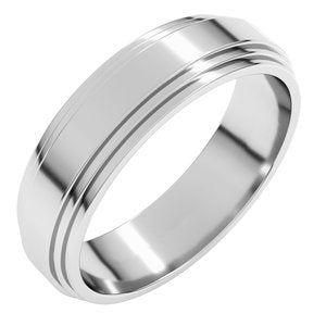 14K White Gold 6 Mm Flat Double Stepped Edge Band Size 11.5