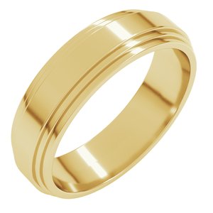 18K Yellow Or White Or Rose Gold Double Stepped-Edge Flat Band