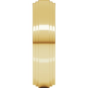 14K Yellow Or White Or Rose Gold Double Stepped-Edge Flat Band