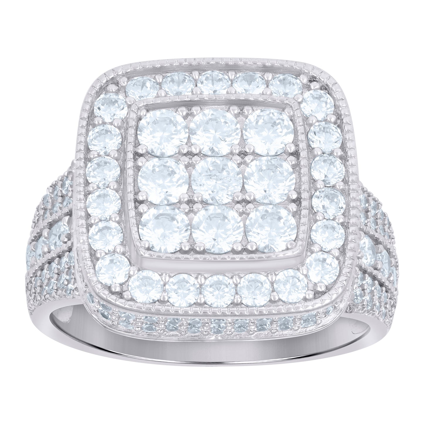 Sterling Silver Men's Cubic-Zirconia Square Fashion Bridal Anniversary Wedding Engagement Band Ring