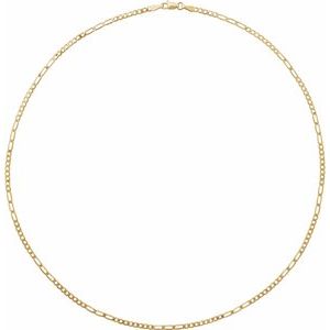 14K Yellow Gold Fancy Figaro Chain, Length: 24 In, Width: 2.5 Mm
