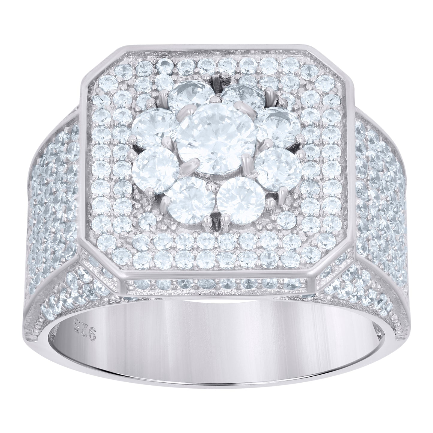 Sterling Silver Men's Cubic-Zirconia Fashion Bridal Anniversary Wedding Engagement Band Ring
