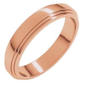 18K Yellow Or White Or Rose Gold Double Stepped-Edge Flat Band
