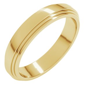 14K Yellow Or White Or Rose Gold Double Stepped-Edge Flat Band