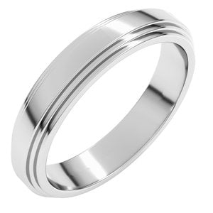 18K Yellow Or White Or Rose Gold Double Stepped-Edge Flat Band